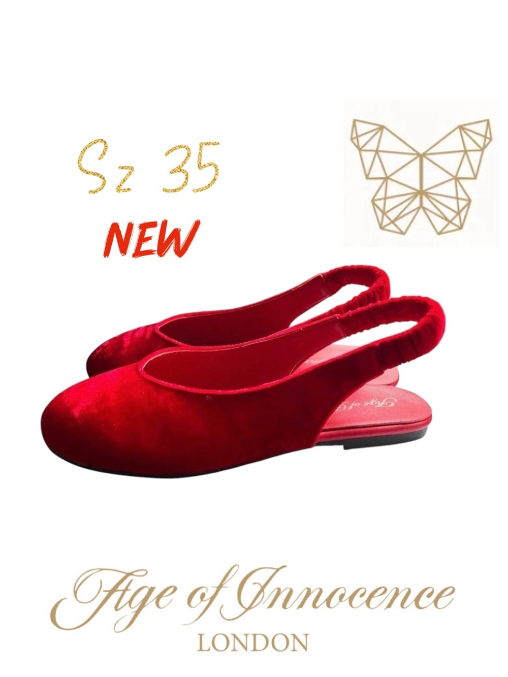 NWT AOI age of innocence Matilda velvet red shoes sz 37